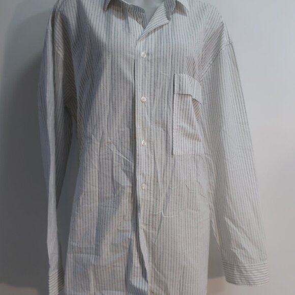 Mens Hugo Boss White, Black Striped Button Down Top XL - Picture 7 of 12